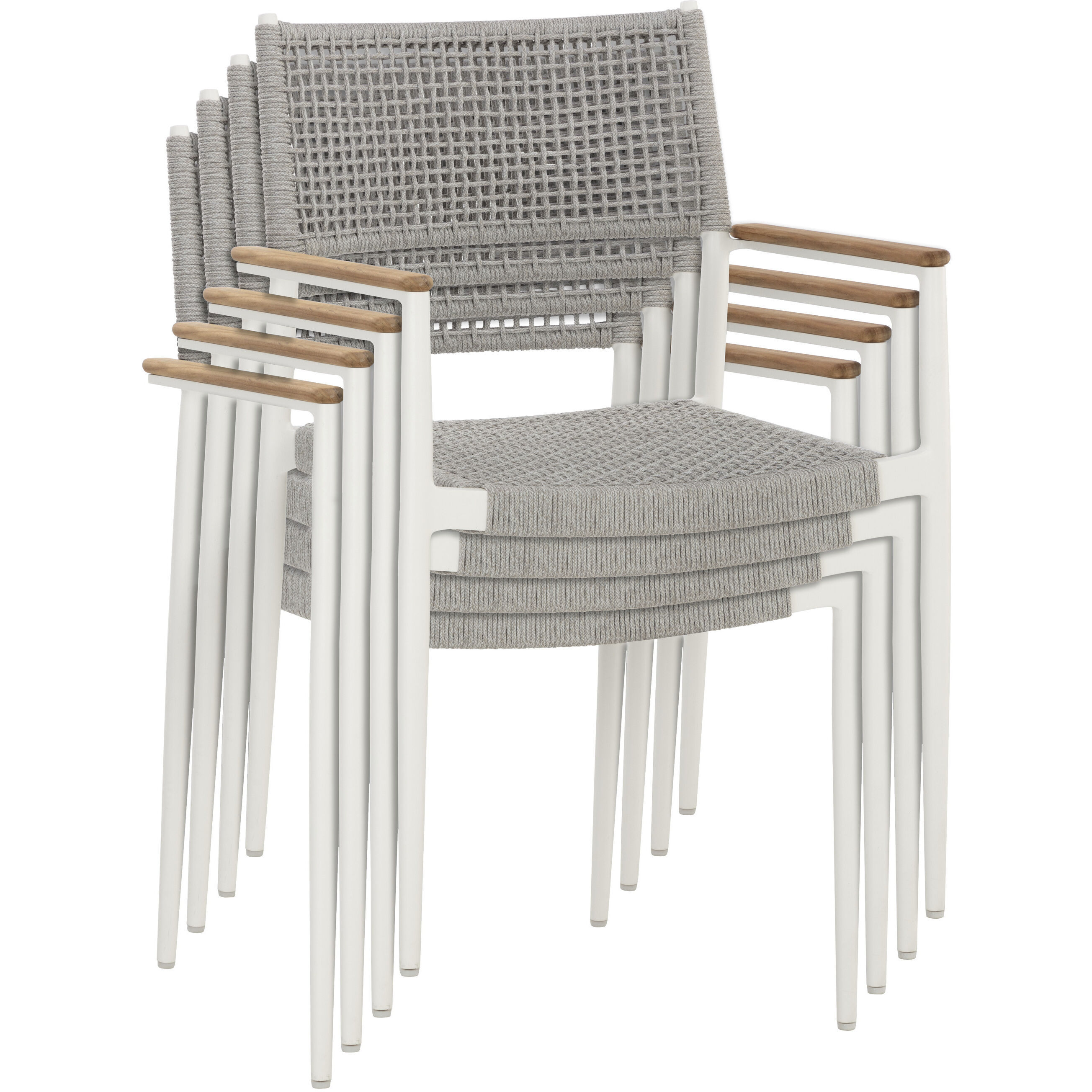 Nava White Outdoor Stackable Dining Armchair, Set Of 2